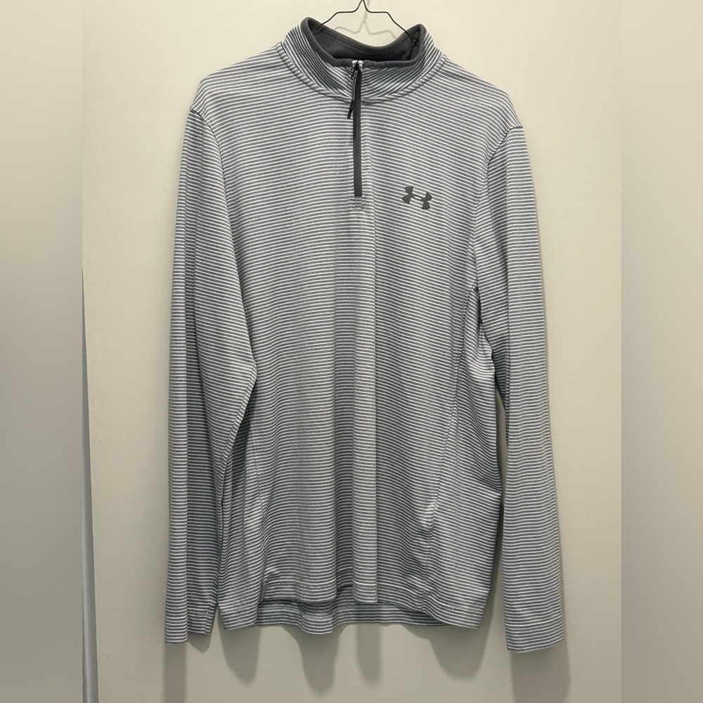 Under Armour Striped Pullover Quarter Zip Large